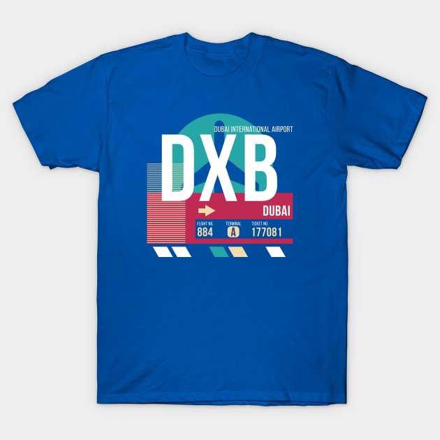 Dubai (DXB) Airport Code Baggage Tag E T-Shirt by SLAG_Creative